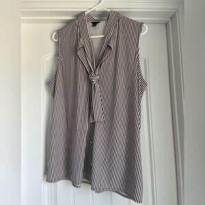 Ann Taylor Tie Neck Tank in maroon stripe - L